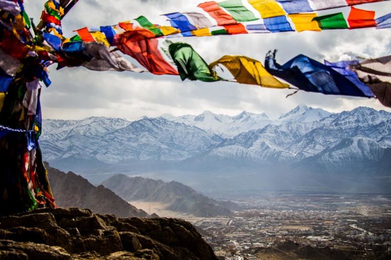 Ansicht von Leh in Ladakh vom Norden aus